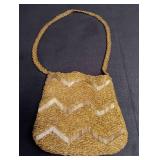 Vintage Hong Kong Handmade Gold Beaded Evening Bag