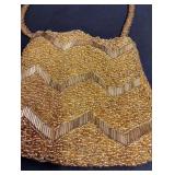 Vintage Hong Kong Handmade Gold Beaded Evening Bag