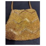 Vintage Hong Kong Handmade Gold Beaded Evening Bag