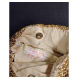 Vintage Hong Kong Handmade Gold Beaded Evening Bag