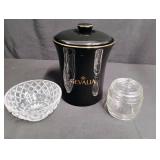 Vintage Gevalia Coffee Canister Set with Crystal Sugar Bowl