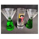 Vintage Ambassador Bruant Shot Glass & Carnival Shot Glass Set