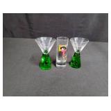 Vintage Ambassador Bruant Shot Glass & Carnival Shot Glass Set