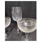 Vintage Etched Crystal Champagne Coupe Set