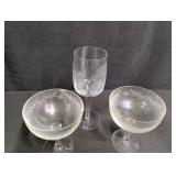Vintage Etched Crystal Champagne Coupe Set