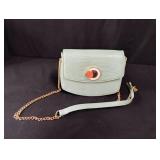 Mint Green Croc-Embossed Crossbody Bag with Rose Gold Hardware