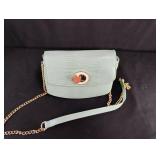 Mint Green Croc-Embossed Crossbody Bag with Rose Gold Hardware