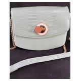 Mint Green Croc-Embossed Crossbody Bag with Rose Gold Hardware