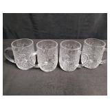 Vintage Princess House Crystal Glass Mugs Set of 4