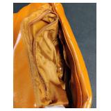 Orange Quilted Mini Handbag with Gold Chain