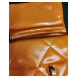Orange Quilted Mini Handbag with Gold Chain