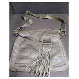 Vintage hunter green Leather Fringe Handbag