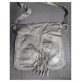 Vintage hunter green Leather Fringe Handbag