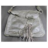 Vintage hunter green Leather Fringe Handbag