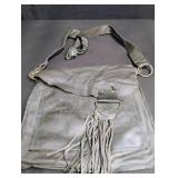 Vintage hunter green Leather Fringe Handbag