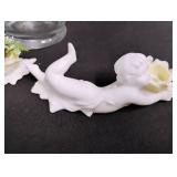 Vintage Glass Decanter with Porcelain Angel Figurines