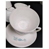 Vintage Blue Pine Cone Pattern China Set