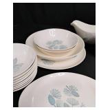 Vintage Blue Pine Cone Pattern China Set