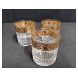 Vintage Gold-Rimmed Crystal Whiskey Glasses