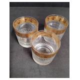 Vintage Gold-Rimmed Crystal Whiskey Glasses