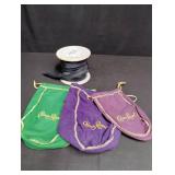Crown Royal Whiskey Bags with Black Ribbon Spool