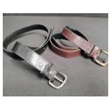 Vintage Crocodile Pattern Leather Belts Set Women Size 8