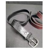 Vintage Crocodile Pattern Leather Belts Set Women Size 8