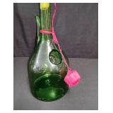 Vintage Green Glass Wine Decanter with Straw Stopper