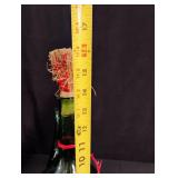 Vintage Green Glass Wine Decanter with Straw Stopper