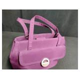 Purple Satin Evening Handbag with Silver Clasp