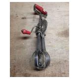 Vintage Hand Crank Egg Beater with Red Handles