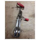 Vintage Hand Crank Egg Beater with Red Handles