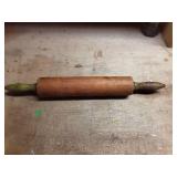 Vintage Wooden Rolling Pin with Green Painted Handles