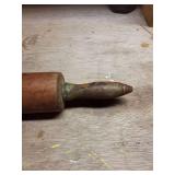 Vintage Wooden Rolling Pin with Green Painted Handles