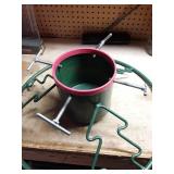 Green Christmas Tree Stand with Pink Rim