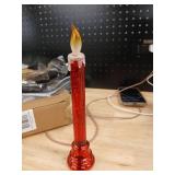 Red LED Glittered Flameless Christmas Candle Lamp - 9.25 Inch - Retail: $50