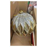 Silver and Gold Glitter Christmas Ball Ornament - Retail: $8