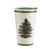 Spode Christmas Tree Travel Mug with Lid - 8 Oz Coffee Mug for Holiday Drinks  Dishwasher & Microwave Safe Ceramic Tumbler - Festive Christmas Design for On-The-Go (Christmas Tree) - Retail: $45