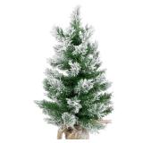 Northlight 1.8 FT Flocked Pine Full Artificial Christmas Tree in Burlap Base - Unlit - Retail: $89
