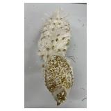Elegant White and Gold Glitter Bird Statue - Retail: $12