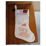 Northlight Baby s 1st Christmas Embroidered Teddy Bear Stocking - 19  - Pink and White - Retail: $30