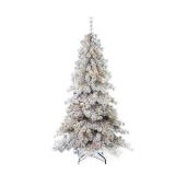 Seasonal LLC 6.5ft Snow Flocked Winter Fir Pre-Lit Christmas Tree with 250 Warm White LED Lights - Retail: $805