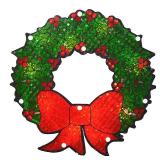 Northlight 11 in. Holographic Lighted Berry Wreath Christmas Window Silhouette - Retail: $50