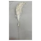 Decorative White Feather Wand with Gold Accents - Retail: $8