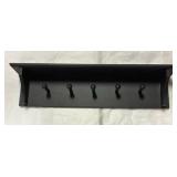 Kiera Grace Foster 24\" Black Wall Shelf with Hooks