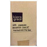 Kiera Grace Foster 24\" Black Wall Shelf with Hooks