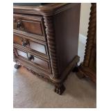 Davis International Bedroom Suite Victorian Carved Wood Queen Bed Frame, Nightstand, Tall dresser, Dressing Console with attached mirror