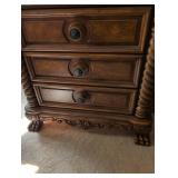 Davis International Bedroom Suite Victorian Carved Wood Queen Bed Frame, Nightstand, Tall dresser, Dressing Console with attached mirror