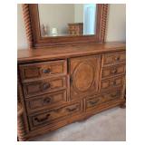 Davis International Bedroom Suite Victorian Carved Wood Queen Bed Frame, Nightstand, Tall dresser, Dressing Console with attached mirror