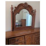 Davis International Bedroom Suite Victorian Carved Wood Queen Bed Frame, Nightstand, Tall dresser, Dressing Console with attached mirror